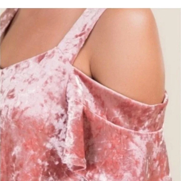MIAMI Pink Mauve Rose Cold Shoulder Velvet A-line Dress Women’s‎ Size XS - Picture 3 of 8